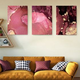 Set 3 tablouri abstract imitatie marmura roz auriu - Dimensiune multicanvas: 3 tablouri 50x70 cm