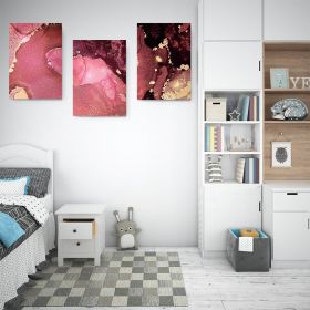 Set 3 tablouri abstract imitatie marmura roz auriu - Dimensiune multicanvas: 3 tablouri 30x45 cm