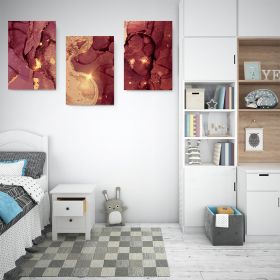 Set 3 tablouri abstract imitatie marmura roz auriu - Dimensiune multicanvas: 3 tablouri 30x45 cm