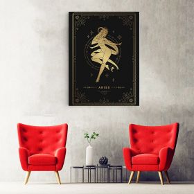 Tablou zodia berbec auriu - Material produs:: Tablou canvas pe panza CU RAMA, Dimensiunea:: 50x70 cm
