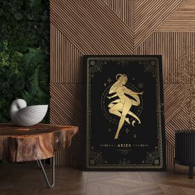 Tablou zodia berbec auriu - Material produs:: Tablou canvas pe panza CU RAMA, Dimensiunea:: 20x30 cm