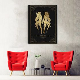 Tablou zodia gemeni auriu - Material produs:: Poster pe hartie FARA RAMA, Dimensiunea:: 70x100 cm