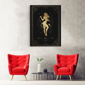 Tablou zodia leu auriu - Material produs:: Tablou canvas pe panza CU RAMA, Dimensiunea:: 60x80 cm