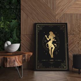 Tablou zodia leu auriu - Material produs:: Tablou canvas pe panza CU RAMA, Dimensiunea:: 60x80 cm