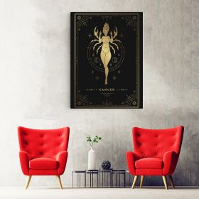 Tablou zodia rac auriu - Material produs:: Tablou canvas pe panza CU RAMA, Dimensiunea:: 60x80 cm