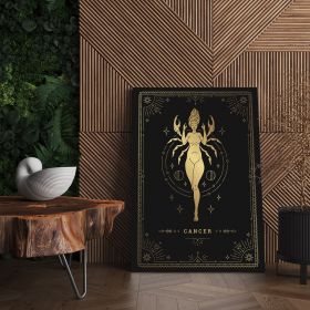 Tablou zodia rac auriu - Material produs:: Tablou canvas pe panza CU RAMA, Dimensiunea:: 60x80 cm