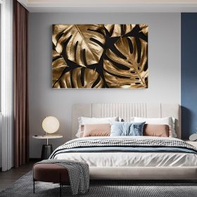 Frunze aurii tropicale tablou - Material produs:: Tablou canvas pe panza CU RAMA, Dimensiunea:: 50x70 cm