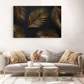 Frunze aurii tropicale tablou - Material produs:: Tablou canvas pe panza CU RAMA, Dimensiunea:: 50x70 cm