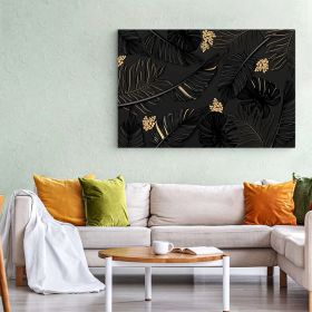 Frunze tropicale cu auriu tablou - Material produs:: Poster pe hartie FARA RAMA, Dimensiunea:: 40x60 cm