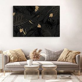 Frunze tropicale cu auriu tablou - Material produs:: Poster pe hartie FARA RAMA, Dimensiunea:: 40x60 cm