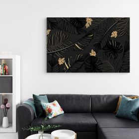 Frunze tropicale cu auriu tablou - Material produs:: Poster pe hartie FARA RAMA, Dimensiunea:: 60x80 cm