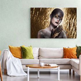 Machiaj auriu creativ tablou portret femeie - Material produs:: Poster pe hartie FARA RAMA, Dimensiunea:: 40x60 cm