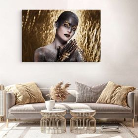 Machiaj auriu creativ tablou portret femeie - Material produs:: Poster pe hartie FARA RAMA, Dimensiunea:: 80x120 cm