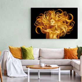 Machiaj si par auriu tablou femeie - Material produs:: Tablou canvas pe panza CU RAMA, Dimensiunea:: 40x60 cm
