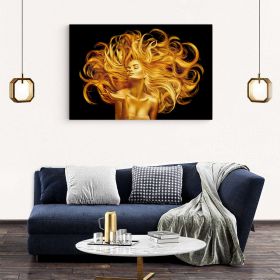 Machiaj si par auriu tablou femeie - Material produs:: Tablou canvas pe panza CU RAMA, Dimensiunea:: 40x60 cm