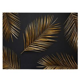 Frunze aurii tropicale tablou - Material produs:: Tablou canvas pe panza CU RAMA, Dimensiunea:: 60x80 cm