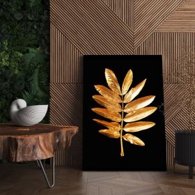 Frunza Aurie Tablou Modern - Material produs:: Tablou canvas pe panza CU RAMA, Dimensiunea:: 20x30 cm