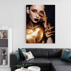 Machiaj auriu creativ tablou portret - Material produs:: Tablou canvas pe panza CU RAMA, Dimensiunea:: 80x120 cm