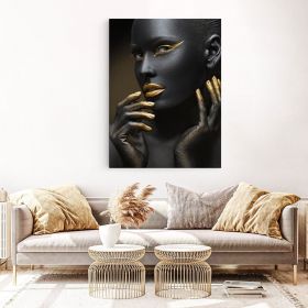 Machiaj auriu tablou modern portret - Material produs:: Tablou canvas pe panza CU RAMA, Dimensiunea:: 70x100 cm