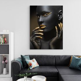Machiaj auriu tablou modern portret - Material produs:: Tablou canvas pe panza CU RAMA, Dimensiunea:: 70x100 cm