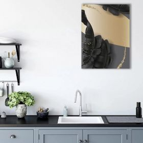 Frunze auriu cu negru tablou - Material produs:: Tablou canvas pe panza CU RAMA, Dimensiunea:: 70x100 cm