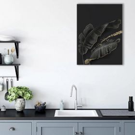 Frunze auriu cu negru tablou modern - Material produs:: Tablou canvas pe panza CU RAMA, Dimensiunea:: 40x60 cm
