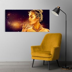 Machiaj auriu artistic tablou femeie - Material produs:: Poster pe hartie FARA RAMA, Dimensiunea:: 30x60 cm