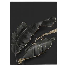 Frunze auriu cu negru tablou modern - Material produs:: Tablou canvas pe panza CU RAMA, Dimensiunea:: 40x60 cm