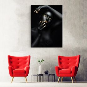 Machiaj auriu tablou modern portret - Material produs:: Poster pe hartie FARA RAMA, Dimensiunea:: 60x90 cm