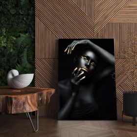 Machiaj auriu tablou modern portret - Material produs:: Poster pe hartie FARA RAMA, Dimensiunea:: 60x90 cm
