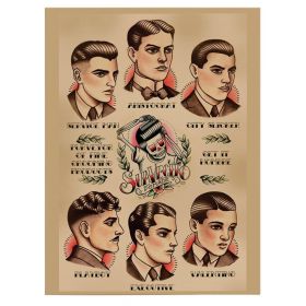 Barber Shop Tablou Vintage - Material produs:: Tablou canvas pe panza CU RAMA, Dimensiunea:: 40x60 cm