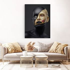 Machiaj auriu creativ tablou portret - Material produs:: Tablou canvas pe panza CU RAMA, Dimensiunea:: 30x40 cm