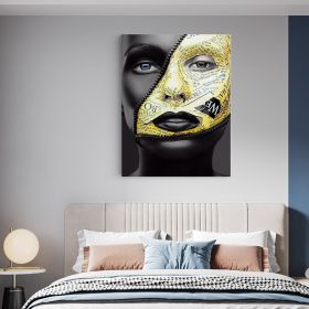 Machiaj auriu creativ tablou portret - Material produs:: Tablou canvas pe panza CU RAMA, Dimensiunea:: 80x120 cm