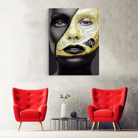 Machiaj auriu creativ tablou portret - Material produs:: Tablou canvas pe panza CU RAMA, Dimensiunea:: 50x70 cm