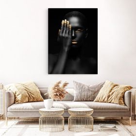 Machiaj auriu modern tablou femeie - Material produs:: Tablou canvas pe panza CU RAMA, Dimensiunea:: 60x80 cm