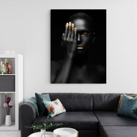 Machiaj auriu modern tablou femeie - Material produs:: Tablou canvas pe panza CU RAMA, Dimensiunea:: 60x80 cm