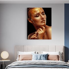 Machiaj auriu scurgandu-se tablou femeie - Material produs:: Tablou canvas pe panza CU RAMA, Dimensiunea:: 60x90 cm