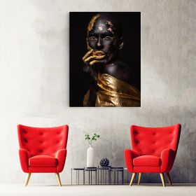 Machiaj auriu tablou portret - Material produs:: Tablou canvas pe panza CU RAMA, Dimensiunea:: 80x120 cm