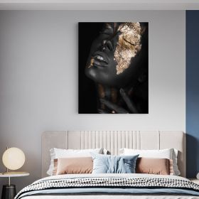 Machiaj auriu tablou portret femeie - Material produs:: Tablou canvas pe panza CU RAMA, Dimensiunea:: 40x60 cm