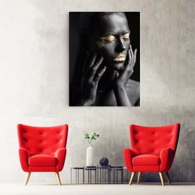 Machiaj auriu tablou portret femeie - Material produs:: Poster pe hartie FARA RAMA, Dimensiunea:: 50x70 cm