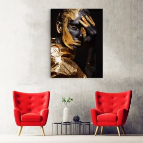 Machiaj creativ auriu tablou portret - Material produs:: Poster pe hartie FARA RAMA, Dimensiunea:: 80x120 cm
