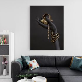 Bijuterii aurii tablou detaliu maini - Material produs:: Tablou canvas pe panza CU RAMA, Dimensiunea:: 60x80 cm