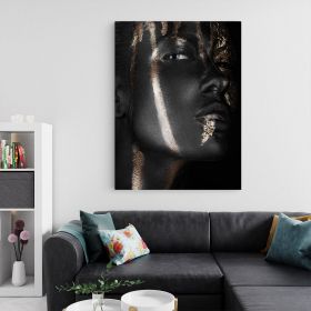 Machiaj auriu artistic tablou portret - Material produs:: Tablou canvas pe panza CU RAMA, Dimensiunea:: 50x70 cm