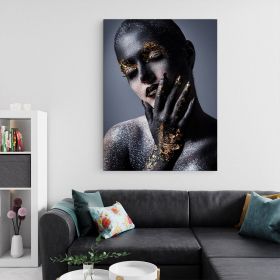 Machiaj auriu creativ tablou portret - Material produs:: Tablou canvas pe panza CU RAMA, Dimensiunea:: 80x120 cm