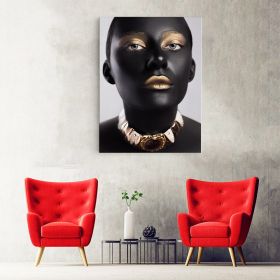 Machiaj auriu tablou modern portret - Material produs:: Poster pe hartie FARA RAMA, Dimensiunea:: 60x90 cm