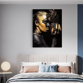 Machiaj auriu tablou portret - Material produs:: Tablou canvas pe panza CU RAMA, Dimensiunea:: 40x60 cm