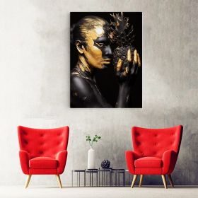 Machiaj auriu tablou portret - Material produs:: Tablou canvas pe panza CU RAMA, Dimensiunea:: 70x100 cm