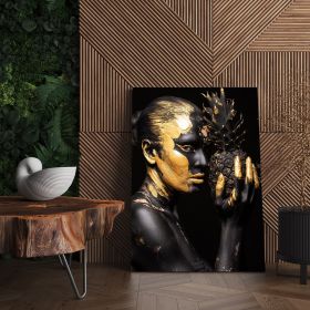 Machiaj auriu tablou portret - Material produs:: Tablou canvas pe panza CU RAMA, Dimensiunea:: 40x60 cm