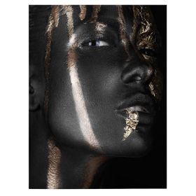 Machiaj auriu artistic tablou portret - Material produs:: Tablou canvas pe panza CU RAMA, Dimensiunea:: 50x70 cm