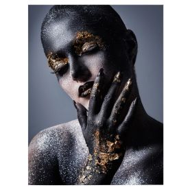Machiaj auriu creativ tablou portret - Material produs:: Tablou canvas pe panza CU RAMA, Dimensiunea:: 60x80 cm